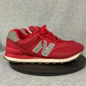 New Balance 574 Mens Red Grey Low Top Sneakers ML574SYD Running Shoes Size 9